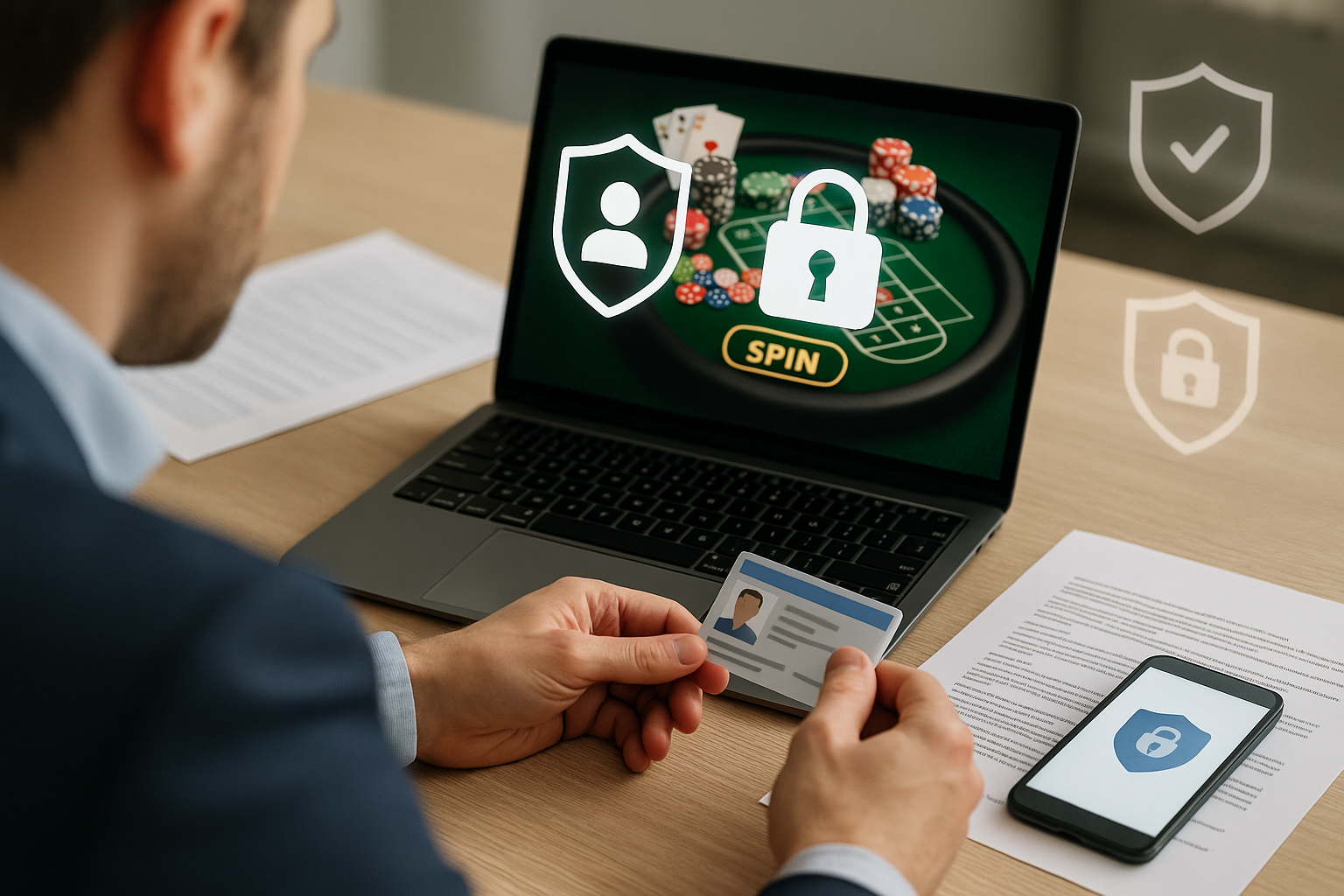Elementi simbolici di verifica identità e sicurezza per accesso a servizi di gioco online