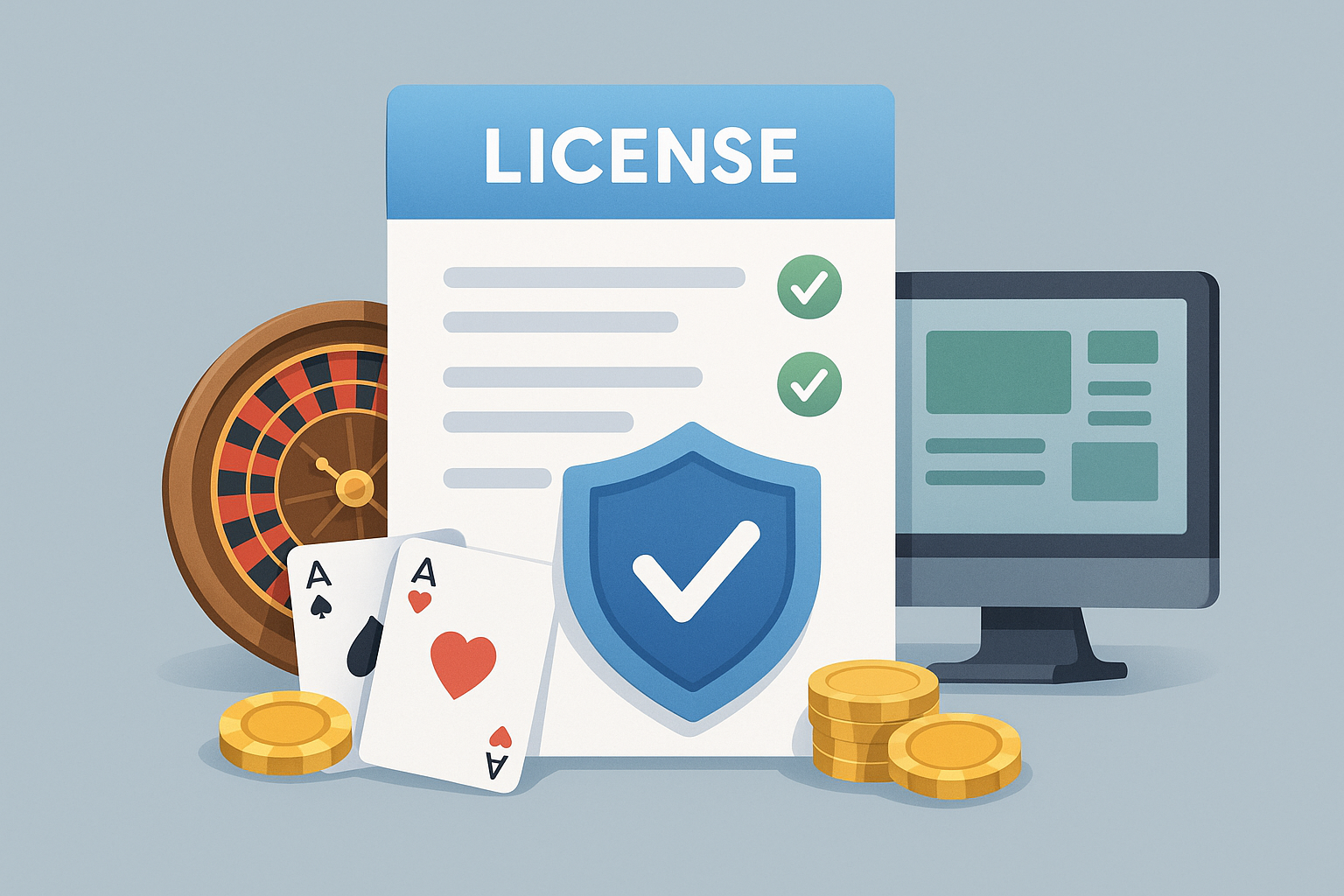 Documento di licenza per casinò online con elementi di sicurezza e verifica