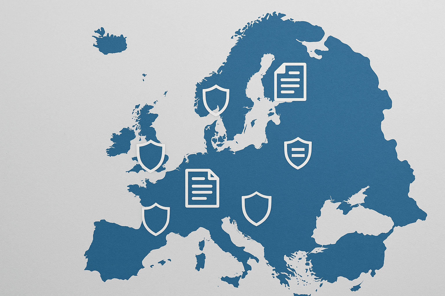 Mappa dell’Europa con simboli di regolazione e standard comuni nel settore dei casinò